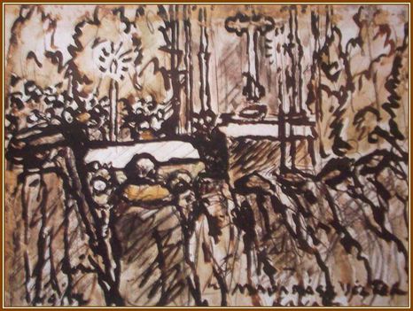 Rippl-Rónai József - Madarász Viktor ravatala (19 x 25 cm.)