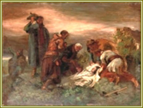 Székely Bertalan - II. Lajos holtttestének megtalálása a Csele patakban (41 x 57 cm.)