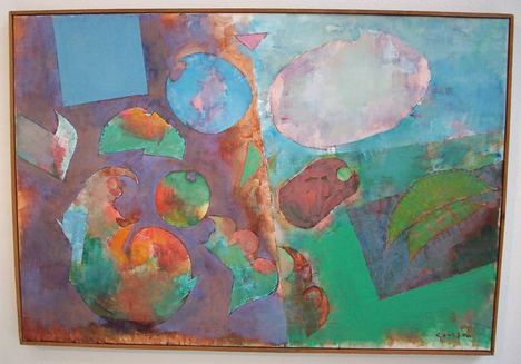 Gerzson Pál - Táj lilában és zöldben (~150x90 cm.)