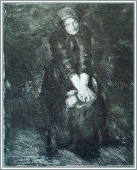 Fényes Adolf - Az özvegy (22,5x16,5 cm.)