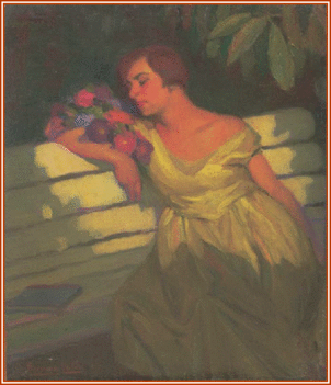 Ferenczy Valér - Padon ülő hölgy (50x40 cm.)