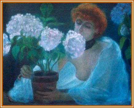 Kunffy Lajos - Hölgy hortenziával (60x73 cm.)