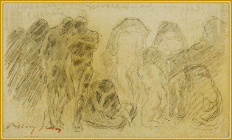 Vaszary János - Fekete és barna emberek (13x21 cm.)