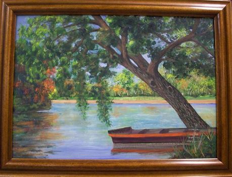 Mándoki Halász Zsóka - Vízparton ( ~ 60x78 cm.)