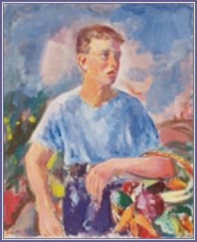 Márffy Ödön - Fiú zöldséges kosárral (88x65 cm.)