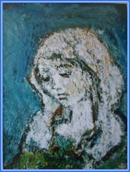 Konfár Gyula - Nő fehér kendőben (80x61 cm.)