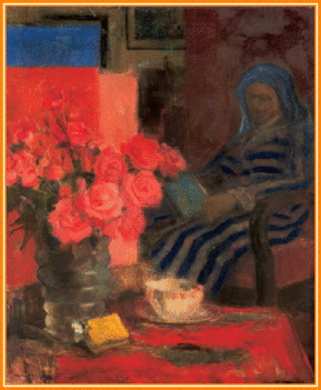 Kontuly Béla, Nemessányi - Csendélet olvasó nővel (80x60 cm.)