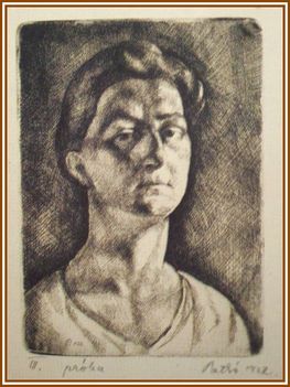 Patkó Károly - Női arckép (16x11,5 cm.)
