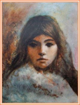 Damásdy Gyula - Oldalra tekintő leány (40,5x30,5 cm.)