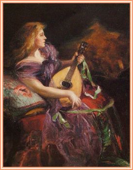 Geiger Richárd - Hölgy mandolinnal (60x47 xcm.)