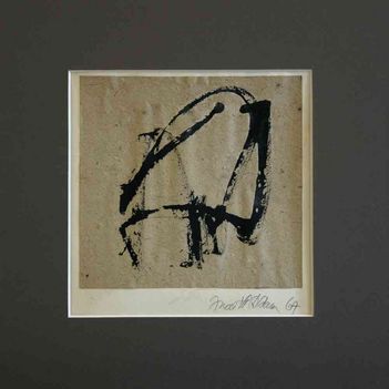 002 - Ádám Judit - Kalligráfia I, 1967. 16x16cm - Papír-olaj 4-04-0685