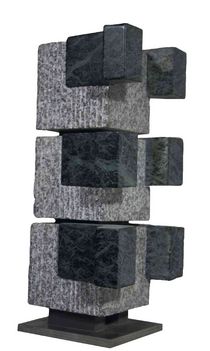 141 - Erős Apolka - Zöldfülü, 2001. 38x17x15cm - Kubai márvány - vietnámi gránit 0310