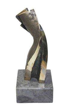 155 - Farkas Ádám - Csavart forma, 80-as évek, leöntve 2001-ben. 20x7x6cm - Bronz