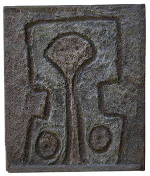 531 - Veress Pál - Asszony bálvány, 1978. 37x31cm - Salak relief 5-03-0046