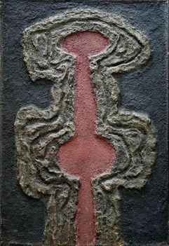 534 - Veress Pál - Hamvadó tűzbálvány, 1968-71. 60x41cm - Salak-relief 4-04-0707