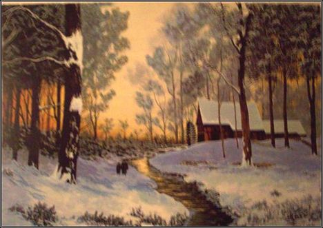 Téli táj - Szájjal festett kép (3)