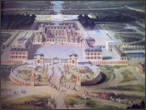 111. Franciaország - A Versaillesi kastély látképe, háttérben a parkjával