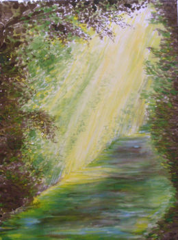 Erdei út (selyem festmény)