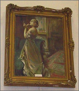 Márk Lajos - Sminkelő nő. ( ~ 55x80 cm.)