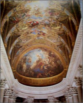 143. Franciaország - Versailles, a Királyi palota termeinek mennyezeti freskói (3)