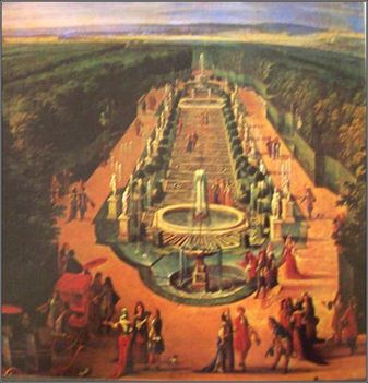 157. Franciaország – Versailles, a Királyi palota termeinek falfestményei, kárpitjai (1)