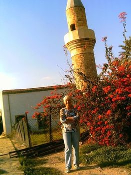 2005-Nicosia-Ciprus-Bougenvilla a minarett elött