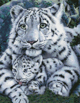 Leopardess & Cub 28cm x 35cm