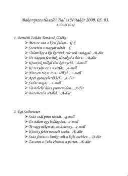 Műsor, amit énekeltünk 
