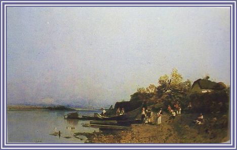 Mészöly Géza - Halásztanya a Tisza partján.( 77x148 cm.)