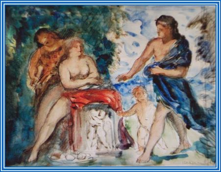 Herman Lipót - Vénusz és Adonisz szerelme. ( 19x22 cm.)