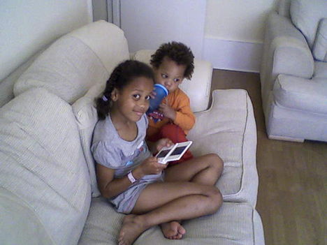 Rachel and Brendon on the sofa