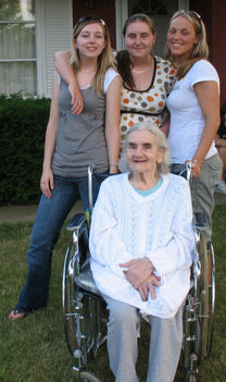 Grandma Maria Kovacs with 3 grand daughters