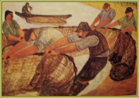 Kurucz D. István - Halászok. (64x95 cm.)