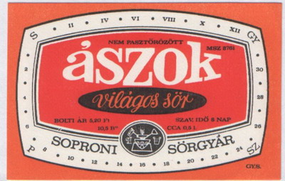 ászok világos sör 5,20 ft