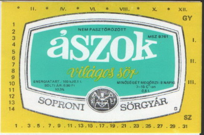 ászok világos sör 9,90 ft