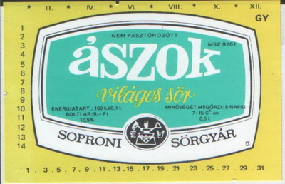 ászok világos sör 9 ft
