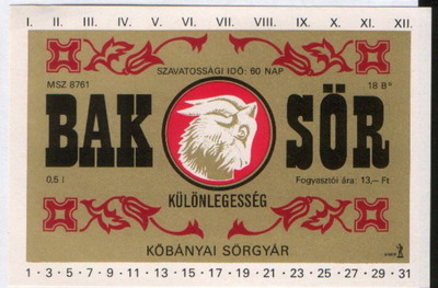 bak sör 60 nap 13,00 ft