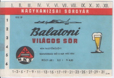 balatoni világos sör 4,30 ft