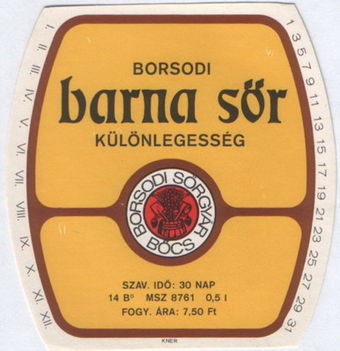 Borsodi barna sör 7,50 ft