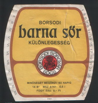 borsodi barna sör 9,00 ft-2