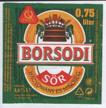 borsodi sör 0,75 lit