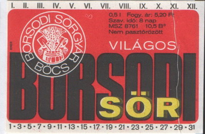 borsodi világos sör 5,20 ft
