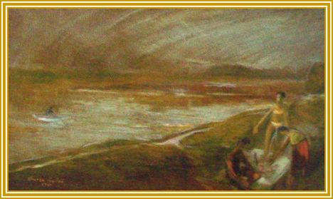 Vincze Győző - Balatonparti piknik (57x77 cm)