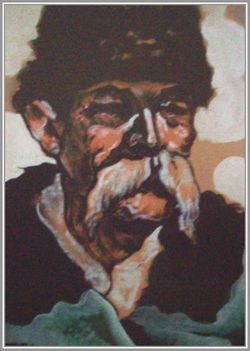 Scheiber Hugó - Kucsmás férfi.(53x40 cm.)