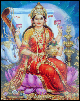 Lakshmi -a szerencse és a gazdagság hindu istennője