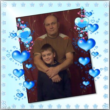 Jms-Flower & blue Hearts Frame - 1a81S-10T - normal