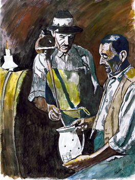 Borkóstoló 1(akvarell)