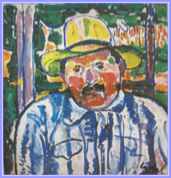 Czóbel Béla - Szalmakalapos férfi (58x60 cm.)