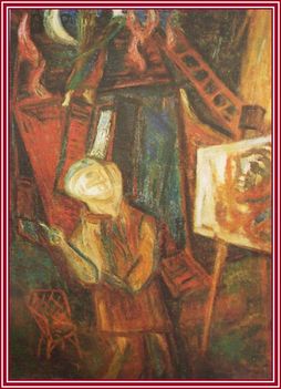 Ámos Imre - A festő az égő ház előtt ( 50x60 cm.)