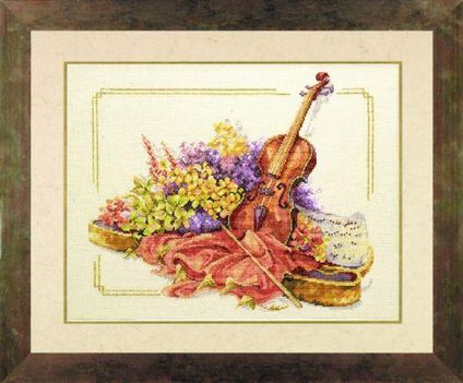 Violin with Flowers